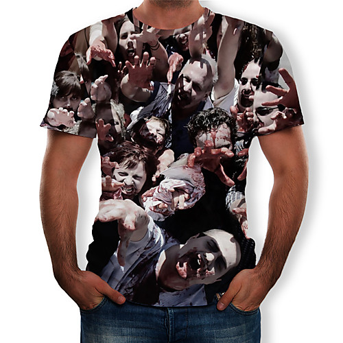 

Муж. С принтом Футболка Контрастных цветов / 3D / Графика