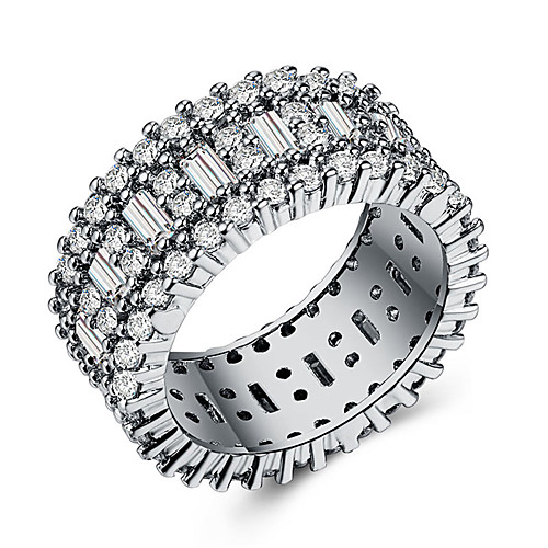 

Women's Band Ring Ring Set Eternity Band Ring Cubic Zirconia 1pc White Copper Silver-Plated Geometric Stylish European Romantic Wedding Gift Jewelry Classic Believe Cool