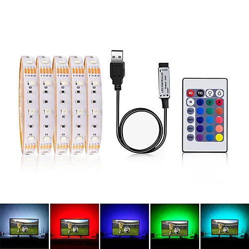 

2м Гибкие светодиодные ленты / RGB ленты / Пульты управления 120 светодиоды SMD2835 1 пульт дистанционного управления 24Keys RGB USB / Для вечеринок / Декоративная Работает от USB 1 комплект
