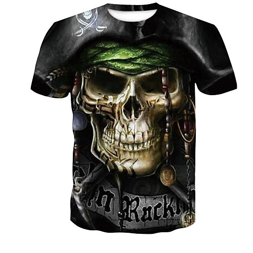 

Men's Plus Size T-shirt - Skull Round Neck Black