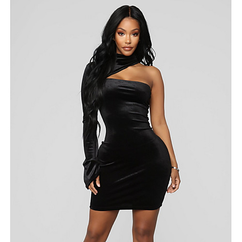 

Жен. Классический Облегающий силуэт Оболочка Платье - Однотонный Выше колена