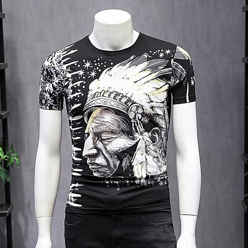 

Муж. С принтом Футболка Круглый вырез Геометрический принт Белый XXXL