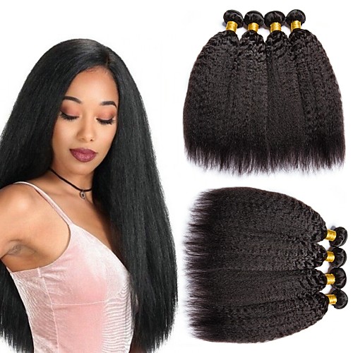 

6 Bundles Brazilian Hair Curly Yaki 100% Remy Hair Weave Bundles Headpiece Natural Color Hair Weaves / Hair Bulk Bundle Hair 8-28 inch Natural Color Human Hair Weaves Odor Free Extender Soft Human