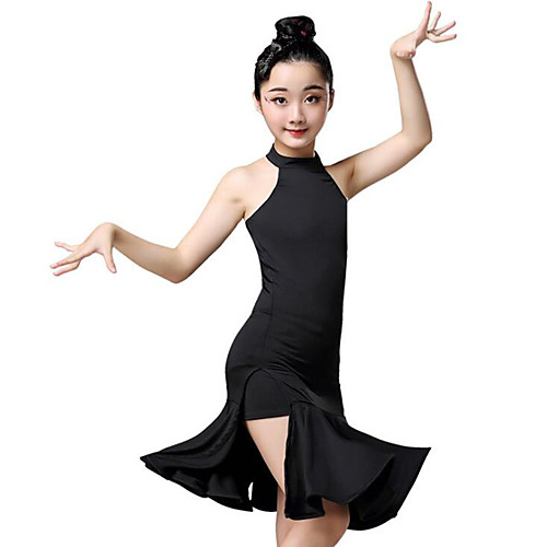 

Latin Dance / Kids' Dancewear Dresses Girls' Training / Performance Spandex Cascading Ruffles / Split Sleeveless Dress