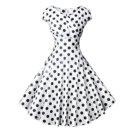 

Women's A Line Dress - Short Sleeve Polka Dot Print Wrap Spring & Summer V Neck 1950s Vintage Belt Not Included 2020 Black S M L XL XXL
