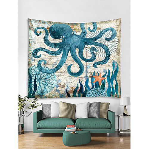 

Морское животное Декор стены 100% полиэстер Современный Предметы искусства, Стена Гобелены Украшение