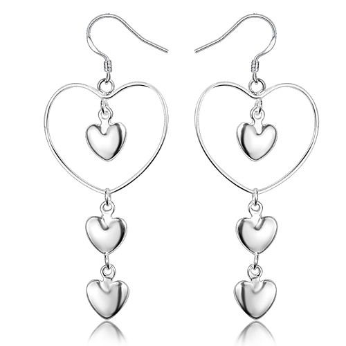 

Women's Drop Earrings Hollow Out Heart Trendy Fashion Cute Elegant Silver Plated Earrings Jewelry Silver For Birthday Engagement Gift Daily Date 1 Pair