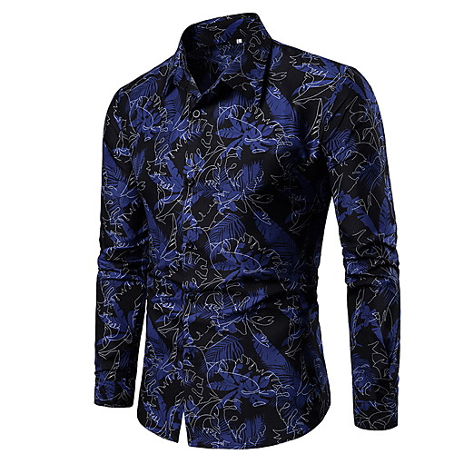 

Men's Slim Shirt - Floral Blue