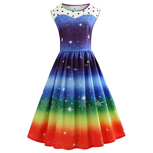 

Жен. Оболочка Платье - В снежинку До колена