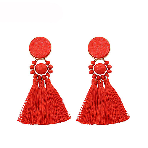 

Women's Drop Earrings Tassel Stylish European Earrings Jewelry Brown / Red For Birthday Gift Daily Ceremony Carnival 1 Pair