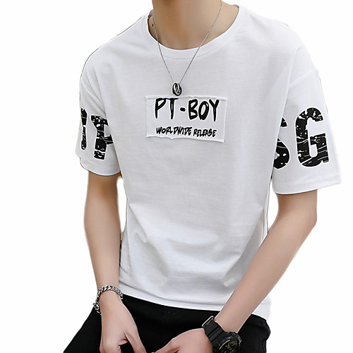 

Муж. Футболка Хлопок, Круглый вырез Тонкие Буквы Черный XL / С короткими рукавами / Длинный