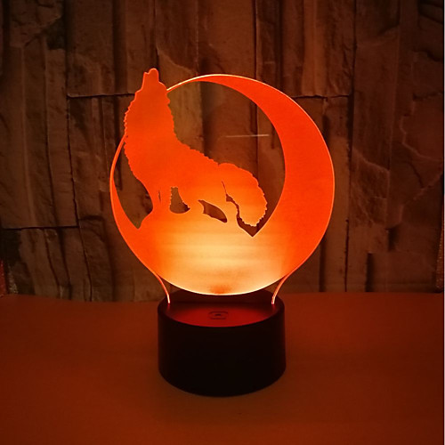 

usb powered странный ночной свет 3d волк визуальный настольная лампа энергосберегающие уход за глазами светодиодные настольные лампы для гостиной<5v