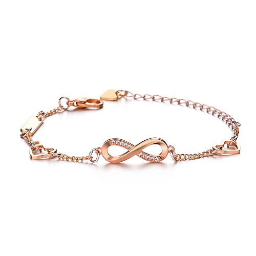 

Women's Cubic Zirconia Pendant Bracelet Heart Infinity European Casual / Sporty Sweet Alloy Bracelet Jewelry Gold / Silver / Rose Gold For Daily Going out Office & Career