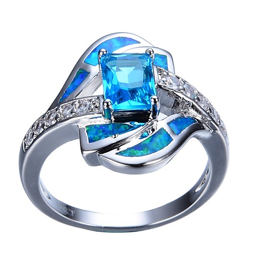 

Жен. Обручальное кольцо 1шт Светло-синий Стразы Сплав Подарок Повседневные Бижутерия