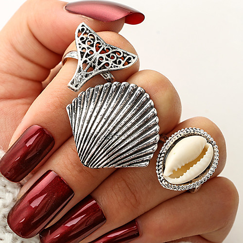 

Жен. Белый Классический Кольцо Ring Set Везучий Морская раковина модный Мода Модные кольца Бижутерия Серебряный Назначение Для вечеринок Повседневные Для улицы День рождения 3шт