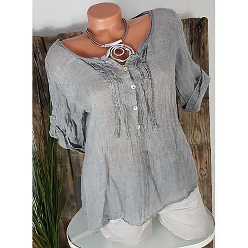 

Жен. Футболка V-образный вырез Однотонный