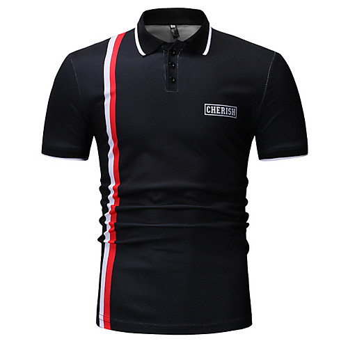 

Муж. Polo Хлопок, Рубашечный воротник Однотонный Черный XL