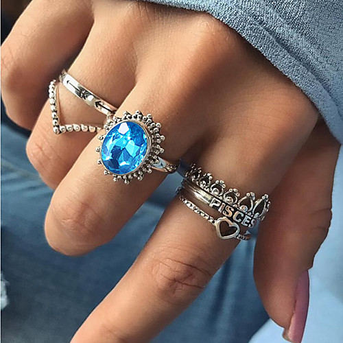 

Жен. Синий Классический Кольцо Ring Set Корона Везучий модный Мода Модные кольца Бижутерия Серебряный Назначение Для вечеринок Повседневные Для улицы День рождения 6шт