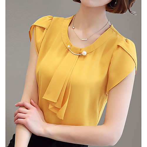 

2019 New Arrival Blouses Women's Blouse - Solid Colored White L Blusas Mujer Chemise Femme