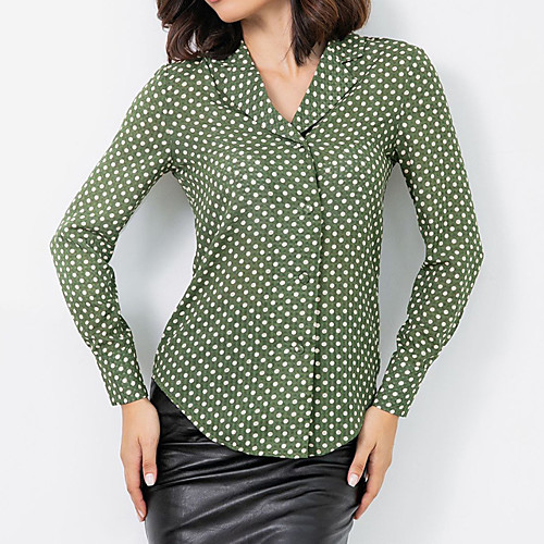 

Жен. Большие размеры - Рубашка V-образный вырез Горошек
