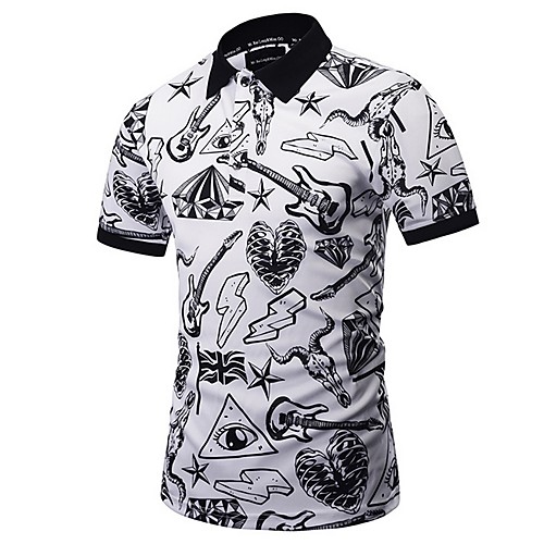 

Муж. Polo Рубашечный воротник Графика Белый XL