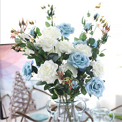 

Искусственные Цветы 1 Филиал Классический Для вечеринки Свадьба Розы Вечные цветы Букеты на стол
