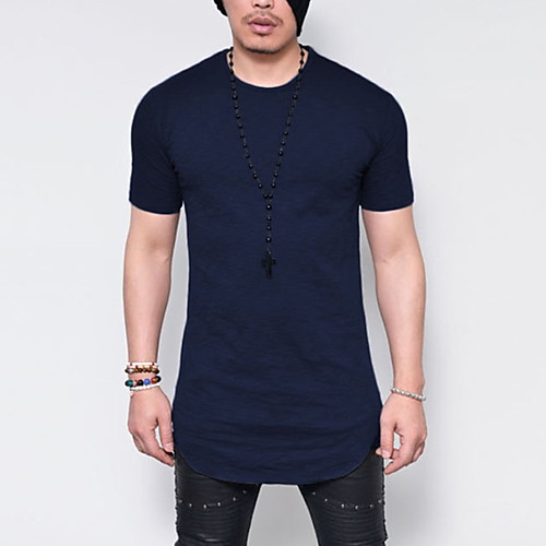 

Men's Slim T-shirt - Solid Colored Round Neck Black