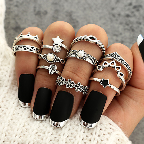 

Жен. Черный Белый Классический Кольцо Ring Set Цветы Звезда Корона модный Мода Модные кольца Бижутерия Серебряный Назначение Для вечеринок Повседневные Для улицы День рождения 11pcs