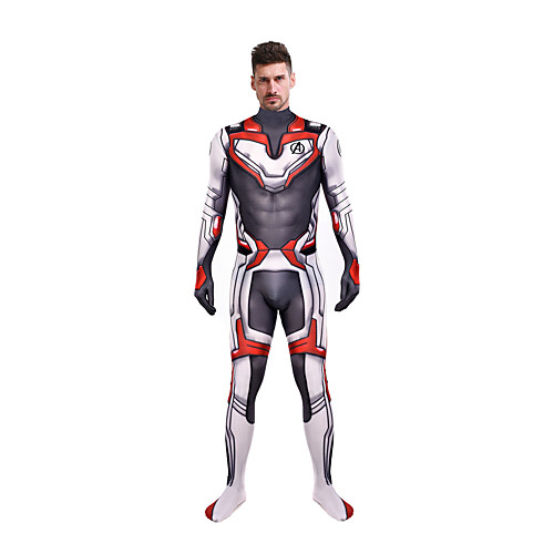 

Zentai Suits Catsuit Skin Suit Super Heroes The Avengers Adults' Lycra Spandex Cosplay Costumes Leotards Cosplay Men's White Patchwork Halloween Masquerade