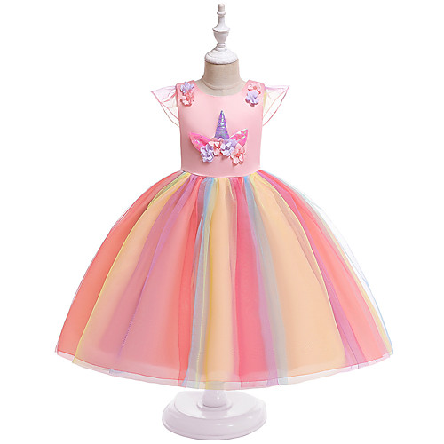 

Unicorn Dress Cosplay Costume Masquerade Girls' Movie Cosplay A-Line Slip Cosplay Halloween Purple / Yellow / Pink Dress Halloween Children's Day Masquerade Tulle Poly / Cotton Blend