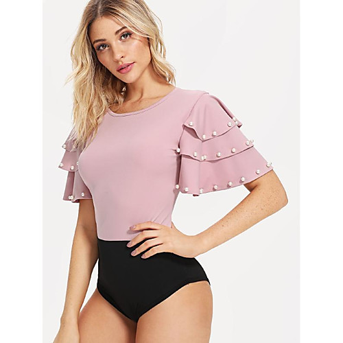 

Жен. Bodysuit Однотонный Розовый M