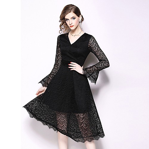 

Жен. Классический Оболочка Платье - Однотонный Средней длины