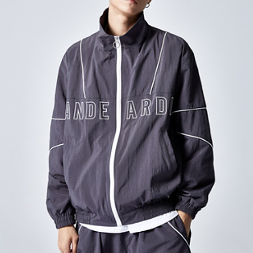 

Муж. Повседневные Классический Весна Обычная Куртка, Однотонный Воротник-стойка Длинный рукав Полиэстер Серый / Лиловый / Желтый L / XL / XXL