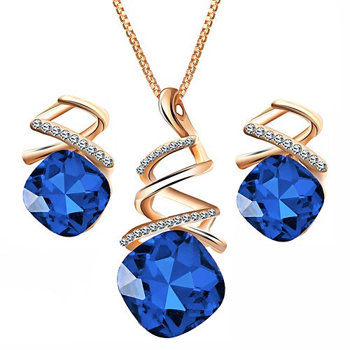 

Women's Crystal Drop Earrings Pendant Necklace Retro Classic European Elegant Rhinestone Earrings Jewelry Purple / Red / Blue For Party Ceremony Festival 3pcs / pack