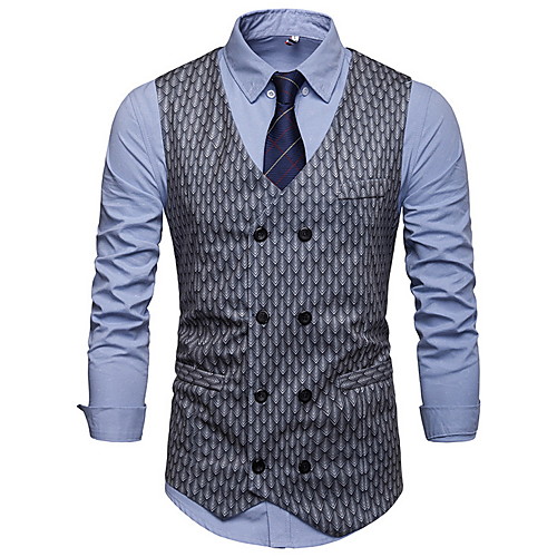 

Муж. Жилет V-образный вырез Полиэстер Темно-серый / Светло-серый L / XL / XXL