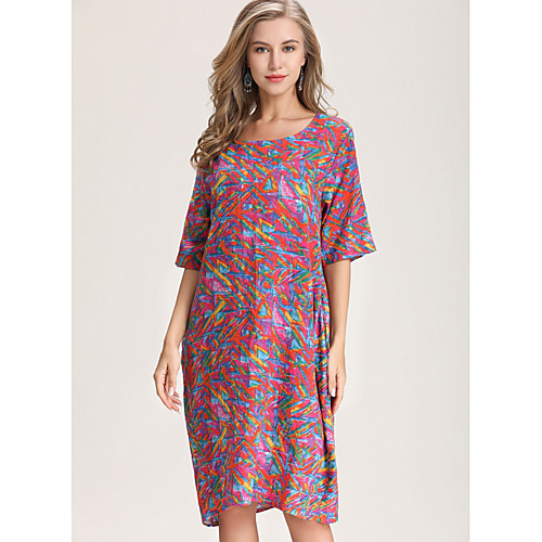 

Жен. Элегантный стиль Прямое Платье - Геометрический принт До колена