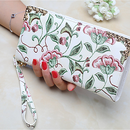 

Women's PU Wallet Floral Print White