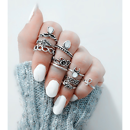 

Жен. Белый Старинный Кольцо Ring Set Слон MOON Flower Shape Уникальный дизайн модный Милая Мода Богемный Модные кольца Бижутерия Золотой / Серебряный Назначение / 10 шт.