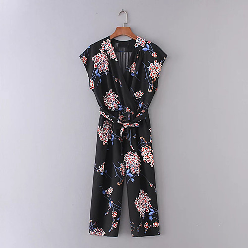 

Жен. Черный Комбинезоны, Цветочный принт M L XL