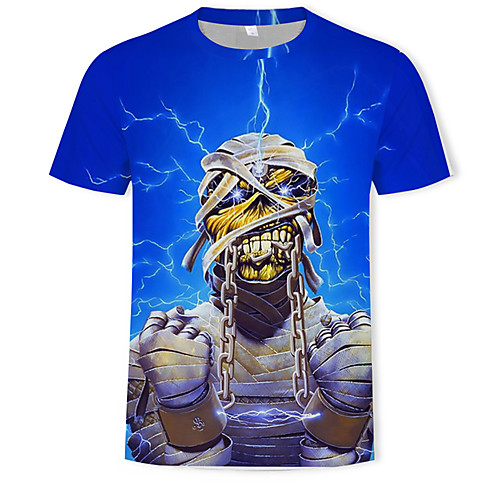 

Муж. С принтом Футболка Контрастных цветов / 3D / Черепа