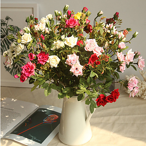 

Искусственные Цветы 1 Филиал Классический европейский Розы Вечные цветы Букеты на стол