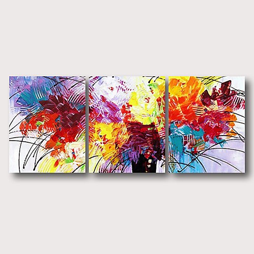 

Oil Painting Hand Painted - Abstract Comtemporary Modern Stretched Canvas / Three Panels