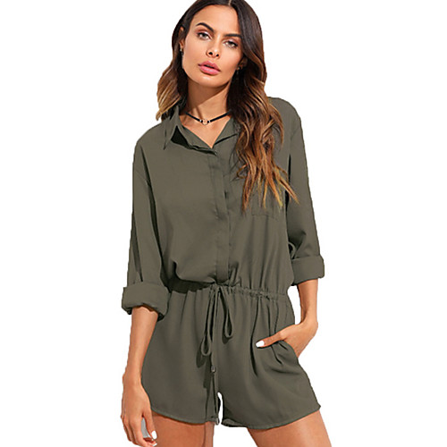 

Жен. Бежевый Темно синий Военно-зеленный Комбинезоны, Однотонный M L XL
