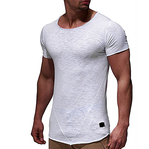 

Men's EU / US Size T-shirt - Solid Colored Round Neck Navy Blue