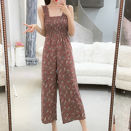 

Жен. Черный Розовый Бежевый Комбинезоны, Цветочный принт M L XL