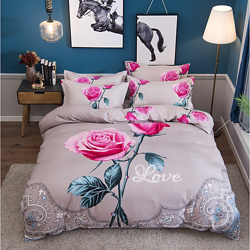 

Пододеяльник наборы Цветочный принт Полиэстер С принтом 4 предметаBedding Sets