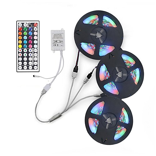 

ZDM 3x5M LED Strip Lights RGB Tiktok Lights Flexible 900 LEDs 2835 SMD 8mm 1 To 3 Cable Connector with IR 44 Key Double Outlet Controller DC12V