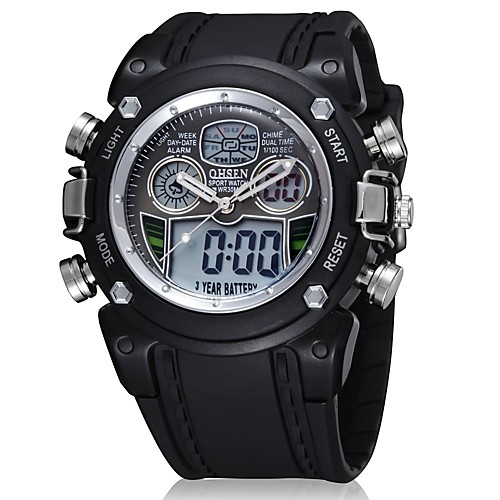 

OHSEN Men's Digital Watch Quartz Silicone Rubber Black Calendar / date / day Casual Watch Analog - Digital Casual - Yellow Red Blue