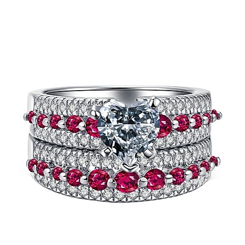 

Women's Ring Rings Set AAA Cubic Zirconia 2pcs Pink Alloy Gift Daily Jewelry
