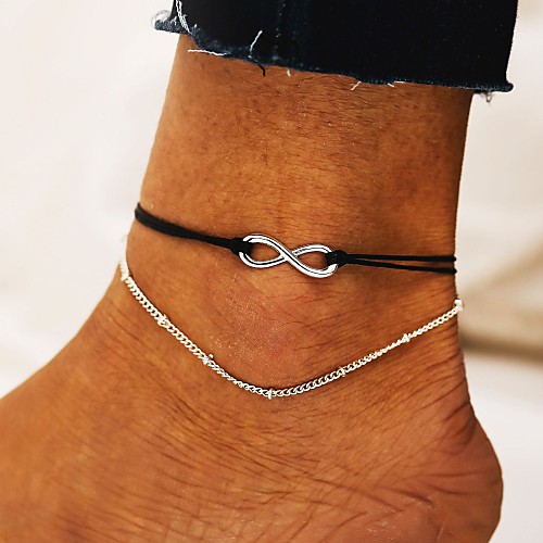 

Ankle Bracelet feet jewelry Simple Classic Casual / Sporty Women's Body Jewelry For Daily Carnival Double Layered Cord Alloy Infinity Black 1pc